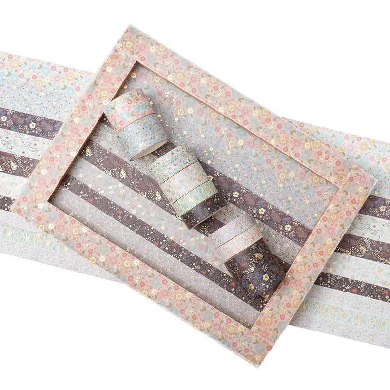 YUBX Creative Washi Tape Set 10 Rolls Gold Foil Print Decorative Masking Tapes for Arts, DIY Crafts, Journals, Planners, Scrapbook, Wrapping (Garden Maze) - Image 3